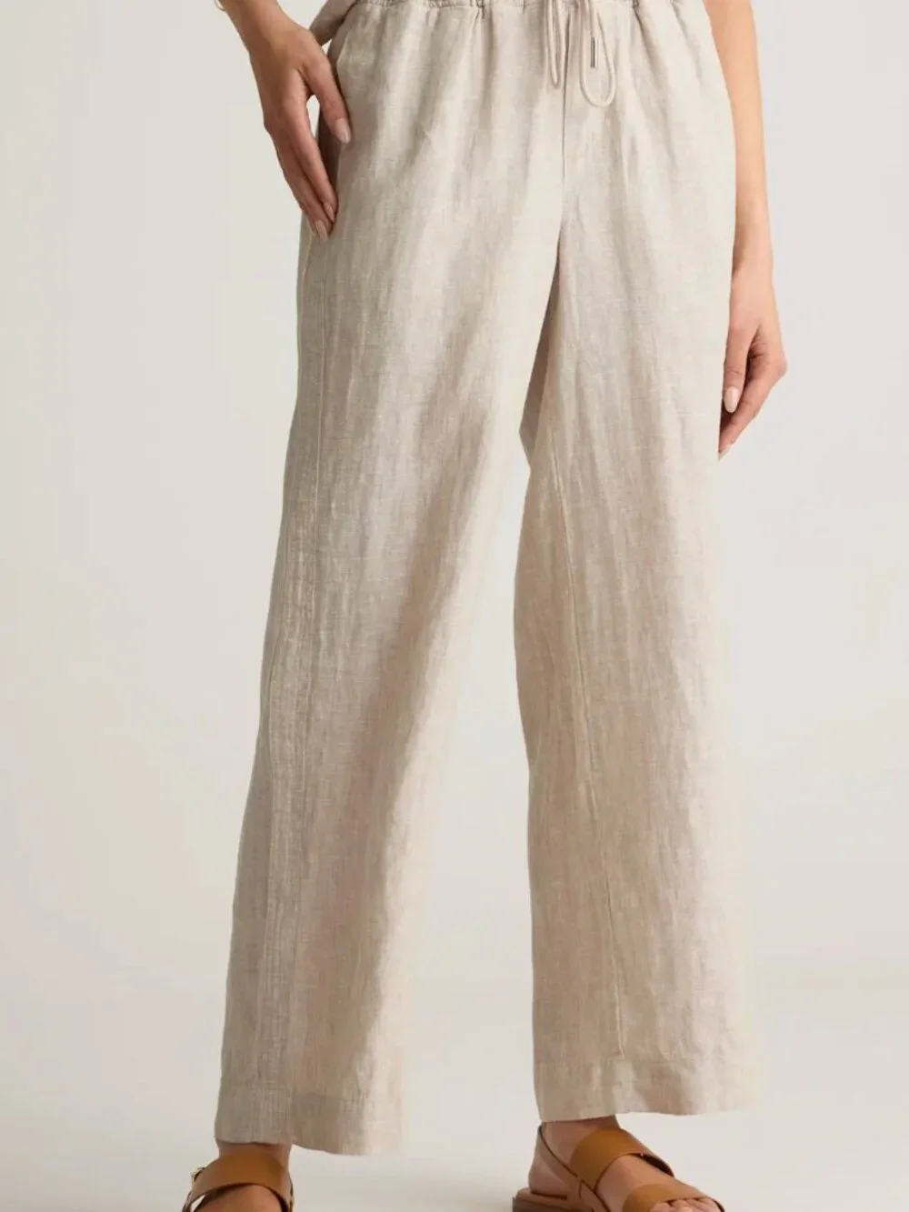 100% European Linen Wide Leg Pants in Flax